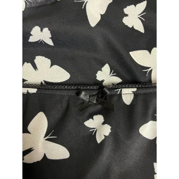 Wild Fable Black White Butterfly Mini Slip Skirt Ruffle Hem Bow Pull on Small - Picture 3 of 5